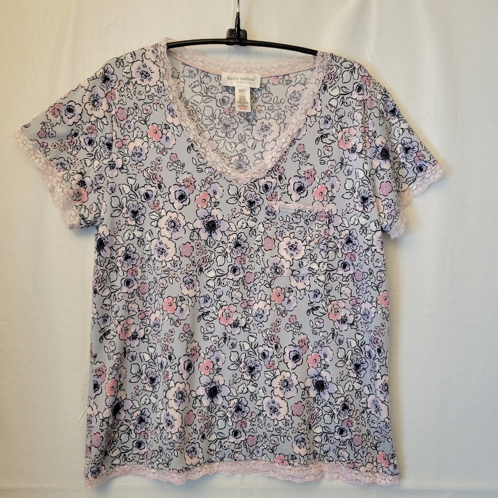 Floral Flannel PJ/Sleepwear Set Size S By Kathy Ireland